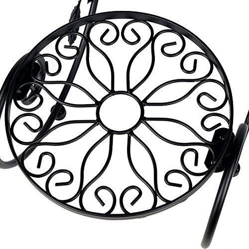 HLC Classic Plant Stand Shelf Holds 3-Flower Pot Black