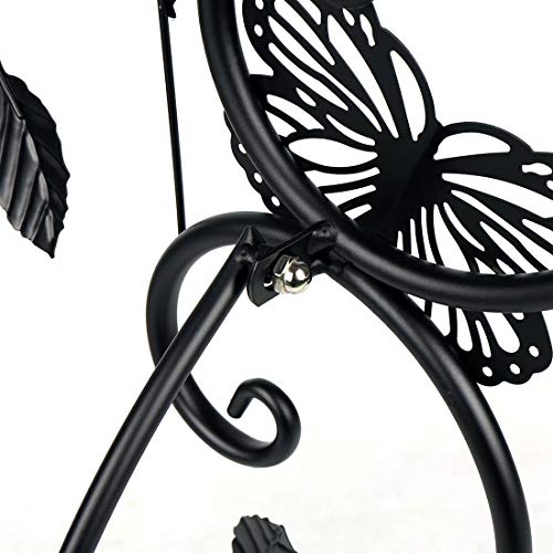 HLC Classic Plant Stand Shelf Holds 3-Flower Pot Black
