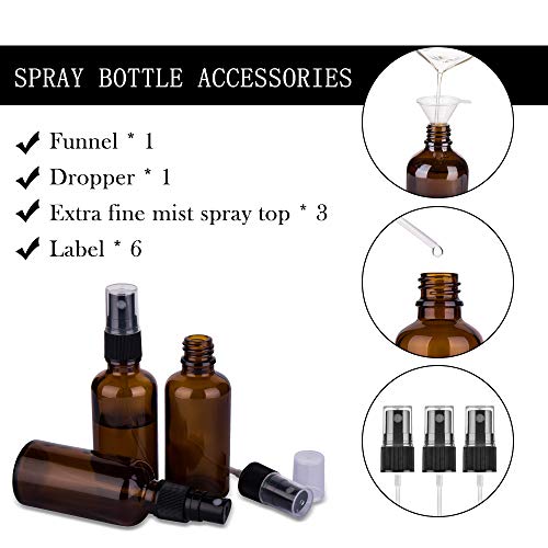 hmaimas 2oz Amber Glass Spray Bottles for Essential Oils, Small Em...