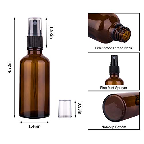 hmaimas 2oz Amber Glass Spray Bottles for Essential Oils, Small Em...