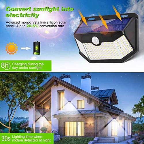 HMCITY Solar Lights Outdoor 120 LED with Lights Reflector and 3 Li...