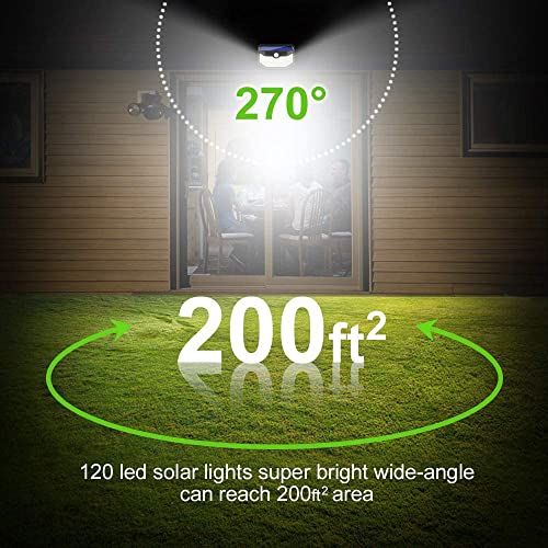 HMCITY Solar Lights Outdoor 120 LED with Lights Reflector and 3 Li...