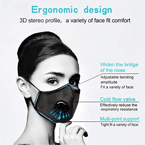 HMIAO 3 Pack PM2.5 Dust Mask, Reusable Breathing Valve Mouth Masks...