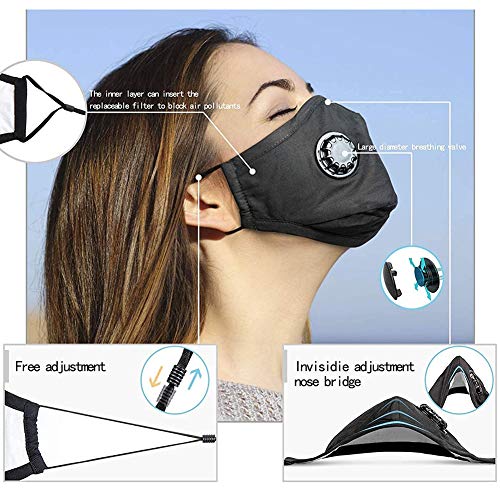 HMIAO 3 Pack PM2.5 Dust Mask, Reusable Breathing Valve Mouth Masks...