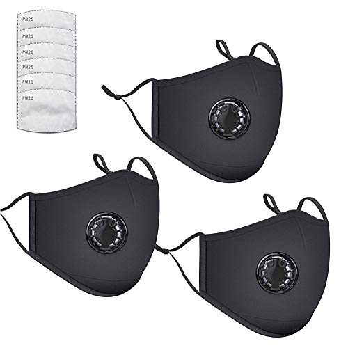 HMIAO 3 Pack PM2.5 Dust Mask, Reusable Breathing Valve Mouth Masks...