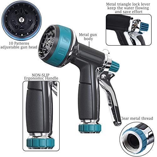 Garden Hose Nozzle｜ Aluminum Alloy 10 Sprayers Patterns Water Hos...