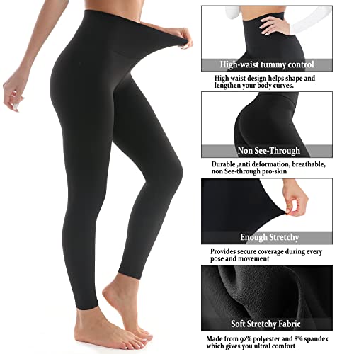 3 Pack Leggings for Women Butt Lift High Waisted Tummy Control No ...