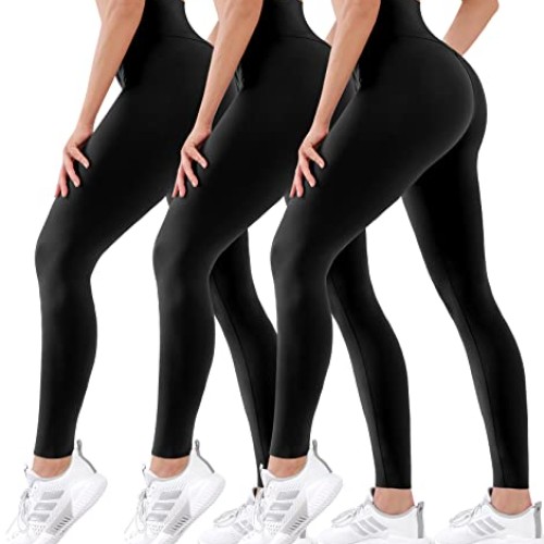 3 Pack Leggings for Women Butt Lift High Waisted Tummy Control No ...