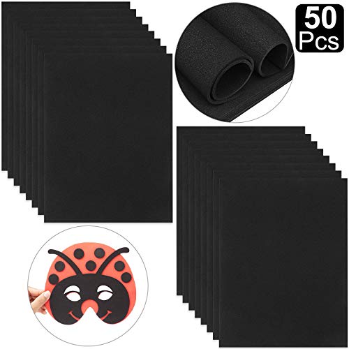 50Pack Black EVA Foam Sheets, 9 x 12 Cosplay Foam Paper Craft Fo...