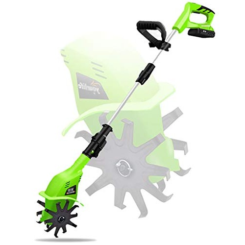 Garden Tiller, Electric Cordless Hand Tiller Cultivator with 4000m...
