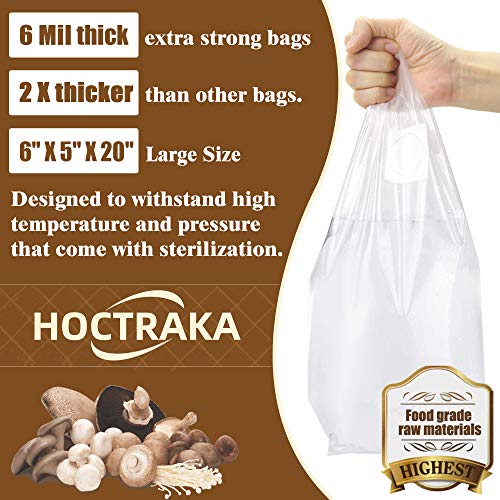 50-Pcs Mushroom Grow Bags Mushroom Spawn Bags, Extra Thick 6 Mil B...