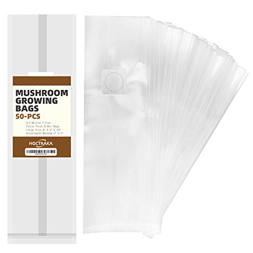 50-Pcs Mushroom Grow Bags Mushroom Spawn Bags, Extra Thick 6 Mil B...