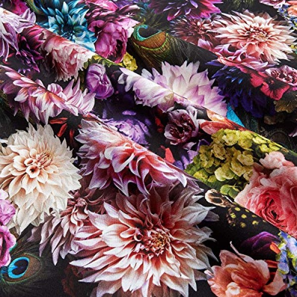 Hoffman Fabrics Digital Proud As A Peacock Floral Dahlia Fabric Fa...
