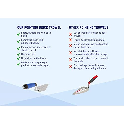 HOGARD Pointing Brick Trowel Stainless Steel Premium Bricklaying T...