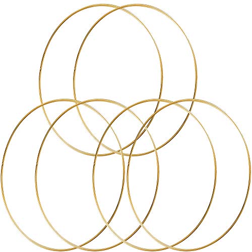 HOHIYA 14 inch Metal Floral Hoop Craft Wreath Dream Catcher Gold L...