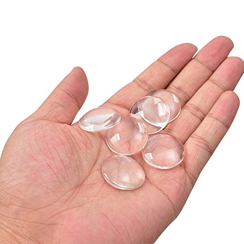 HOKPA 80PCS Transparent Glass Cabochon, 25mm Clear Glass Dome Tile...