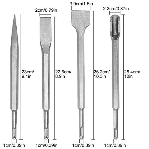 7 Pcs SDS Plus Chisel Set Hammer Drill Chisel Set 3/8 inch Masonry...