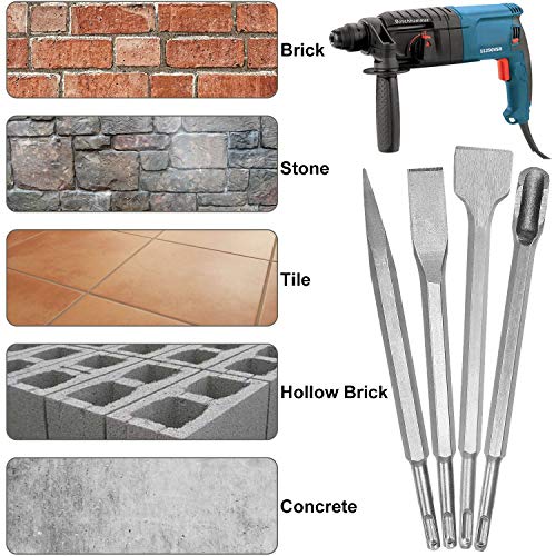 7 Pcs SDS Plus Chisel Set Hammer Drill Chisel Set 3/8 inch Masonry...