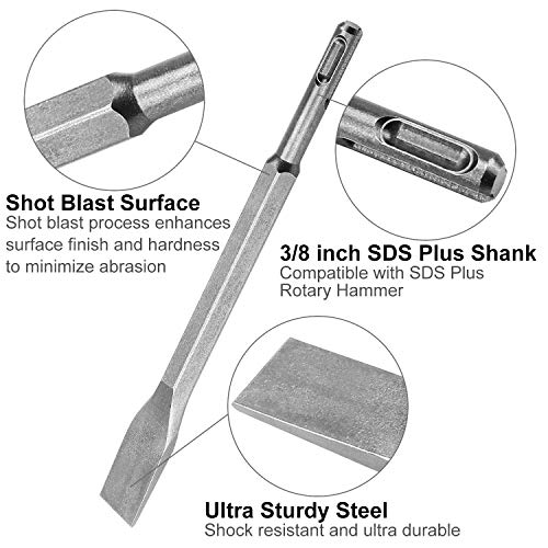 7 Pcs SDS Plus Chisel Set Hammer Drill Chisel Set 3/8 inch Masonry...