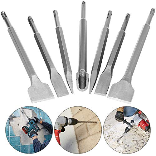 7 Pcs SDS Plus Chisel Set Hammer Drill Chisel Set 3/8 inch Masonry...