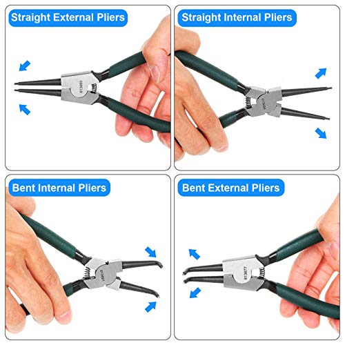 4 Pack 7 inch Snap Ring Pliers Set Heavy Duty Internal/External Ci...