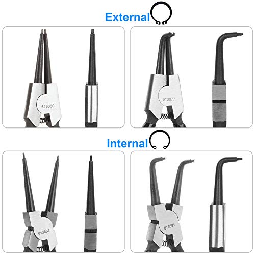 4 Pack 7 inch Snap Ring Pliers Set Heavy Duty Internal/External Ci...