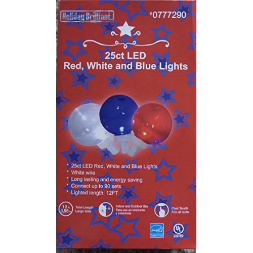 25 ct LED red, white, and blue indoor outdoor lights 13