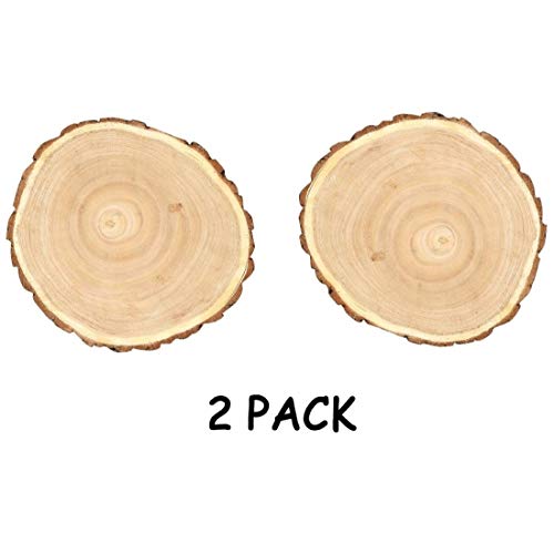 Natural Rustic Wood Slice 2 Pack – Round Wood Discs 7–9 Inches Dia...