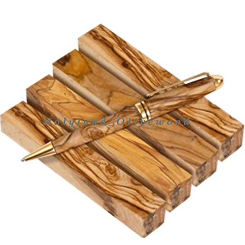 4 -Authentic-Premium Quality Bethlehem Holy Land Olive Wood Pen Bl...