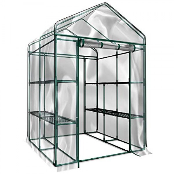 Home-Complete Walk-In Greenhouse- Indoor Outdoor with 8 Sturdy She...
