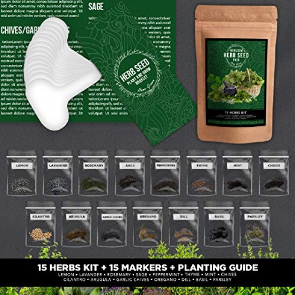 15 Culinary Herb Seed Vault - Heirloom and Non GMO - 4500 Plus See...