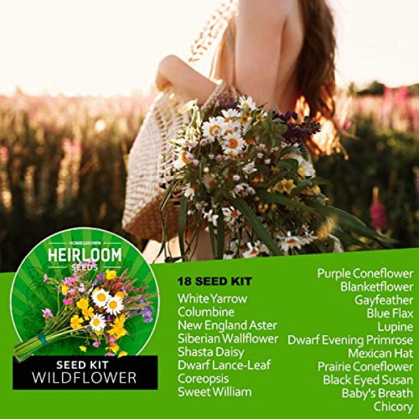 Wildflower Seeds - Premium Flower Seeds Pack 4oz / 18 Variety Pe...