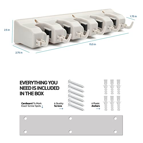 HOME IT Mop And Broom Holder - Garage Storage Systems with 5 Slots...