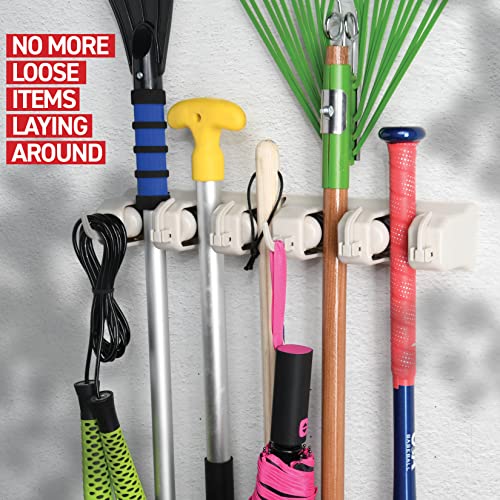 HOME IT Mop And Broom Holder - Garage Storage Systems with 5 Slots...