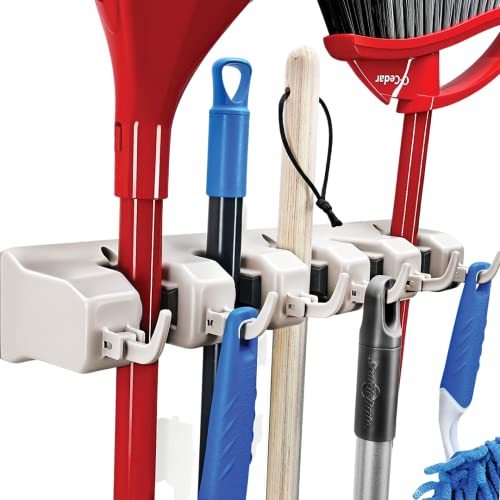 HOME IT Mop And Broom Holder - Garage Storage Systems with 5 Slots...
