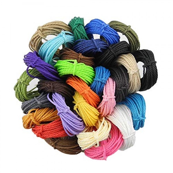 Inspirelle 1mm 28-Color Waxed Polyester Twine Cord Macrame Bracele...