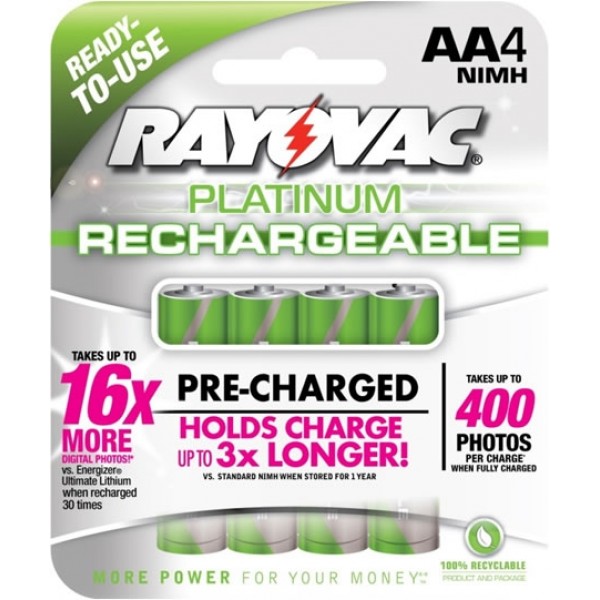 Rayovac Platinum NiMH AA Battery 4-pack - Pack of 2