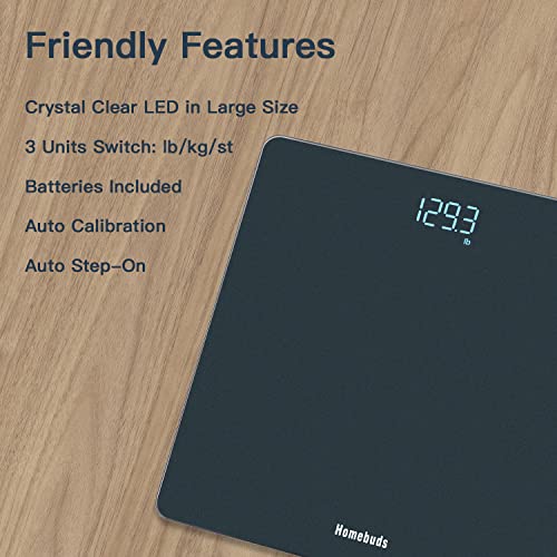 Homebuds Digital Bathroom Scale for Body Weight, Weighing Professi...