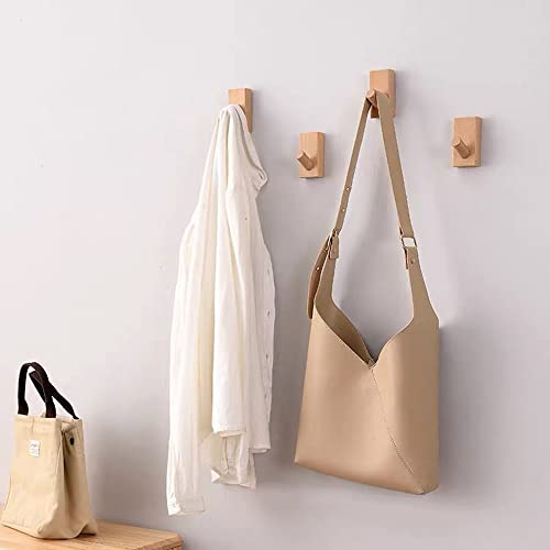 HomeDo 4Pack Wall Hooks Hat Rack, Wooden Coat Hooks Wall Mounted, ...
