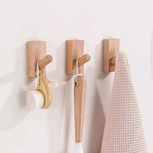 HomeDo 4Pack Wall Hooks Hat Rack, Wooden Coat Hooks Wall Mounted, ...
