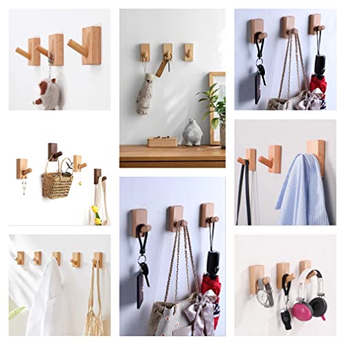 HomeDo 4Pack Wall Hooks Hat Rack, Wooden Coat Hooks Wall Mounted, ...