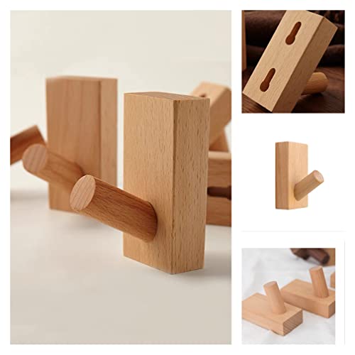 HomeDo 4Pack Wall Hooks Hat Rack, Wooden Coat Hooks Wall Mounted, ...