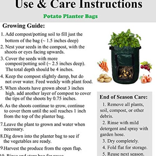 HomeFoundry Potato Grow Bags Planter Bags with Flap Garden Vegetab...