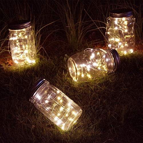 Homeleo 4 Pack Wide Mouth Mason Jar Solar Led Lights Insert Screw ...