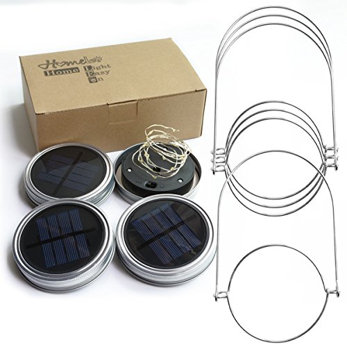 Homeleo 4 Pack Wide Mouth Mason Jar Solar Led Lights Insert Screw ...
