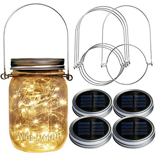 Homeleo 4 Pack Wide Mouth Mason Jar Solar Led Lights Insert Screw ...