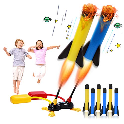 HomeMall Dual Rocket Launcher Toy, 2 Launchers and 6 Colorful Foam...