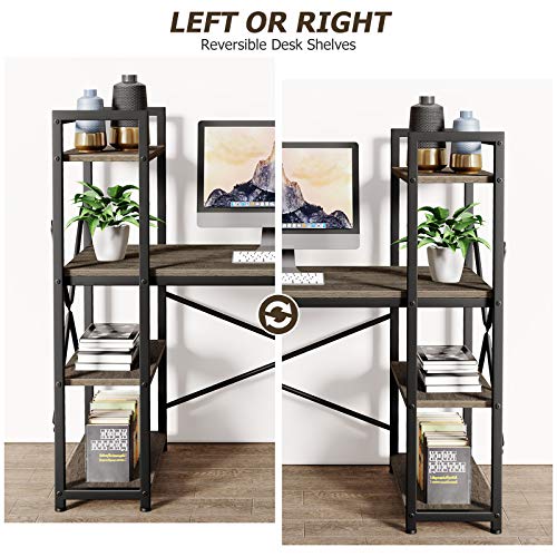 Homemaxs Computer Desk with 4 Tiers Adjustable Storage Shelves, 55...