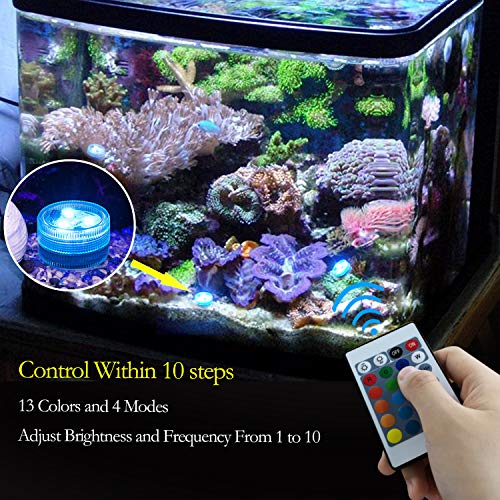 Homemory 10pcs Submersible LED Lights, Waterproof Lights with Remo...