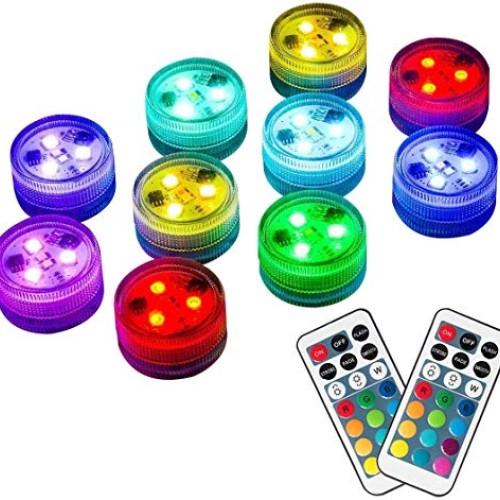 Homemory 10pcs Submersible LED Lights, Waterproof Lights with Remo...